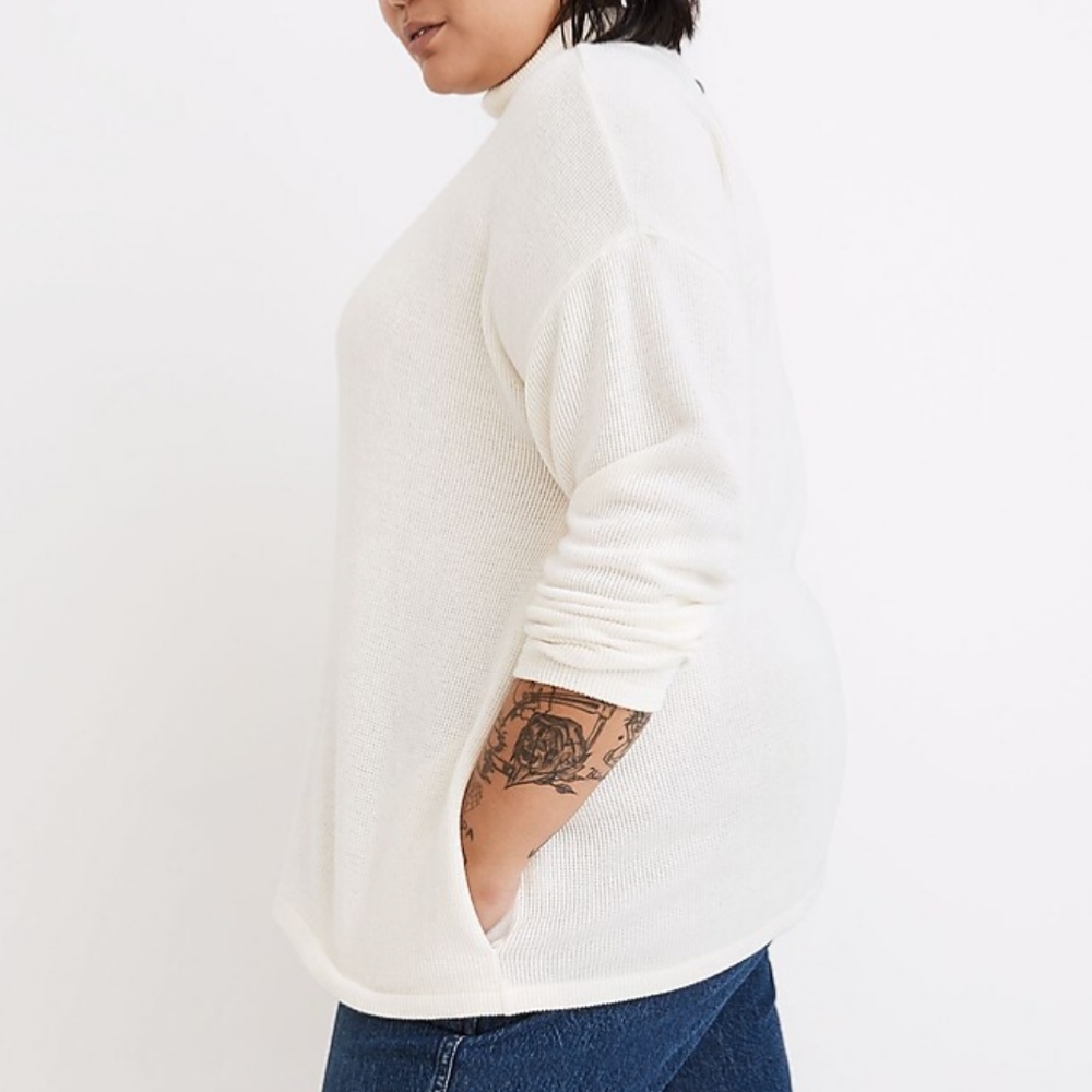 Madewell mock neck button back top SZ.L NWT Antique cream